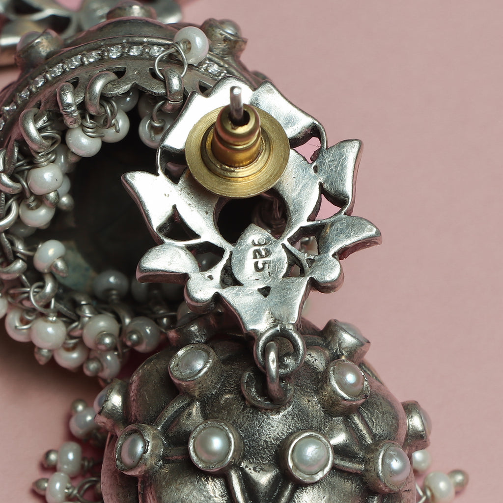Silver Pearl Jhumka