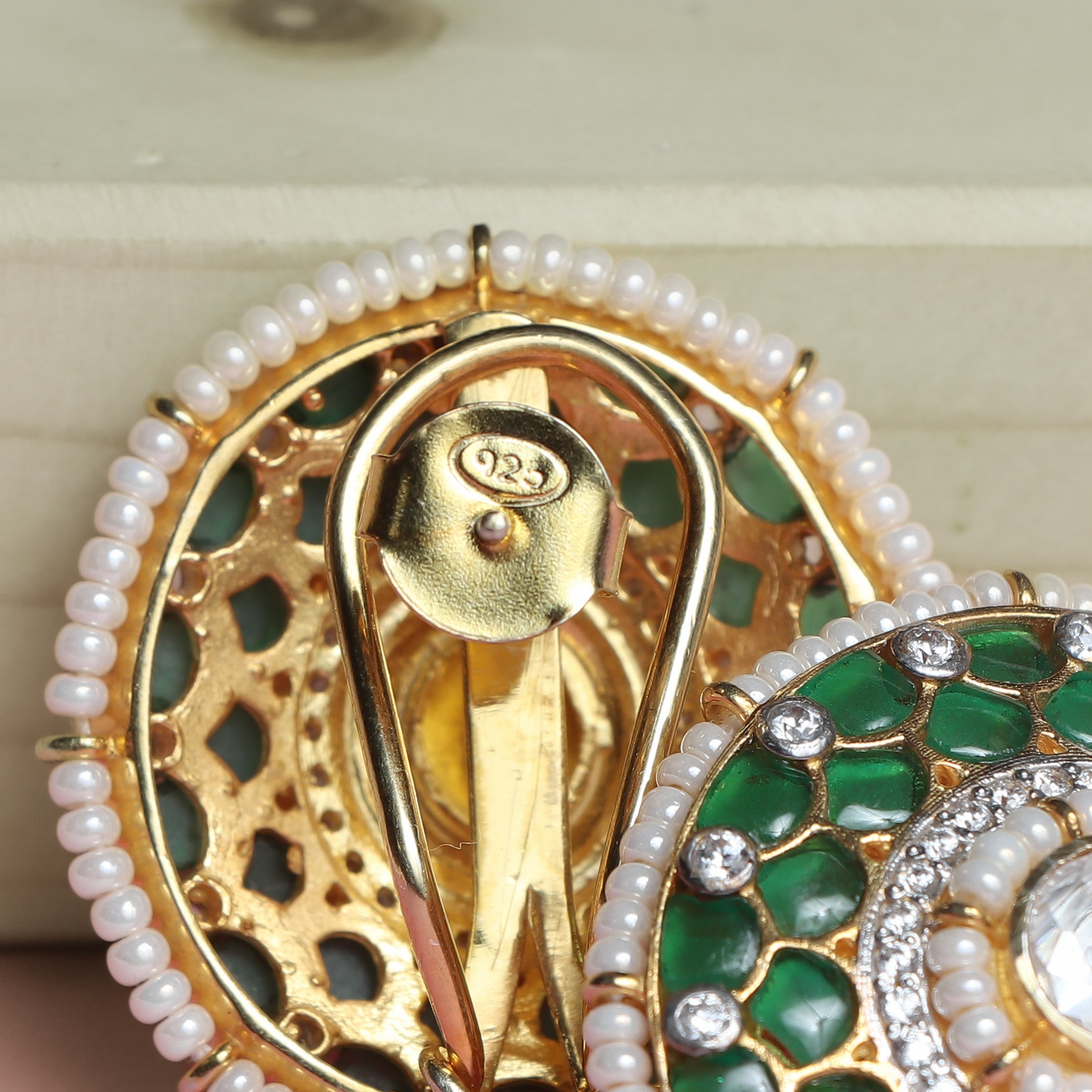 Emerald Pearl Polki Earrings