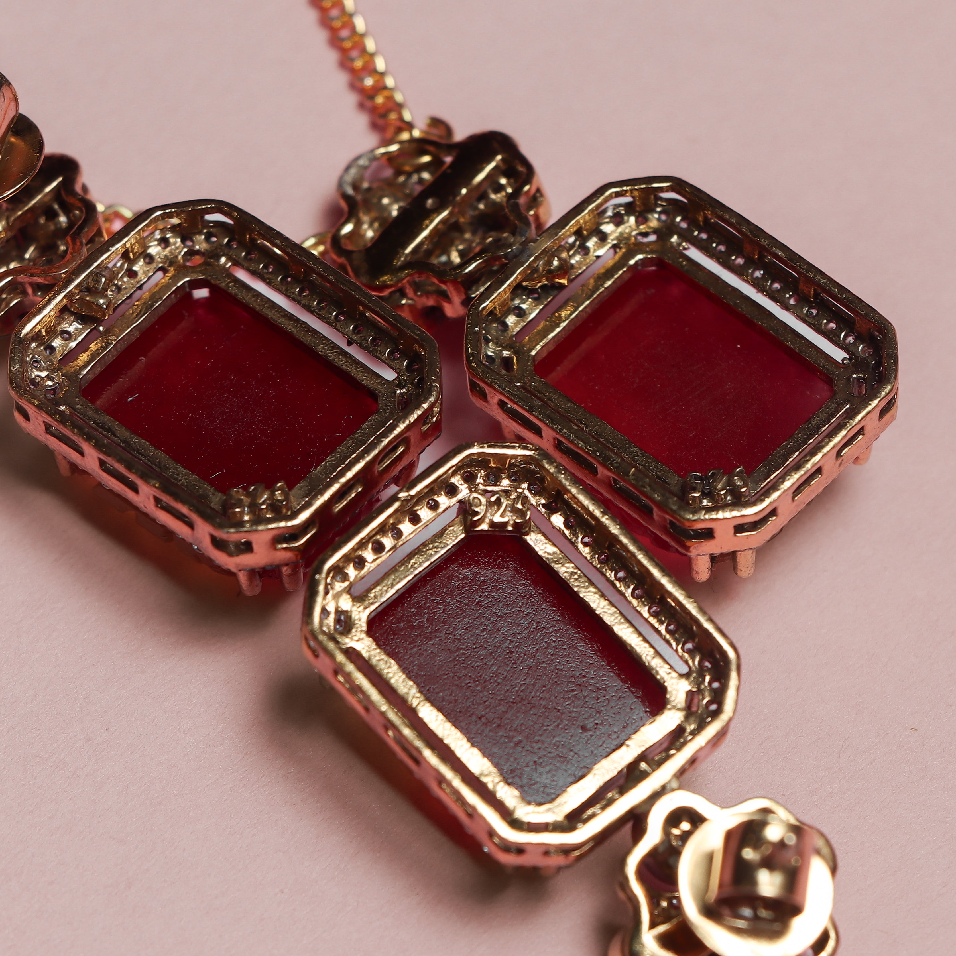 Regal Ruby Carved Pendant Set