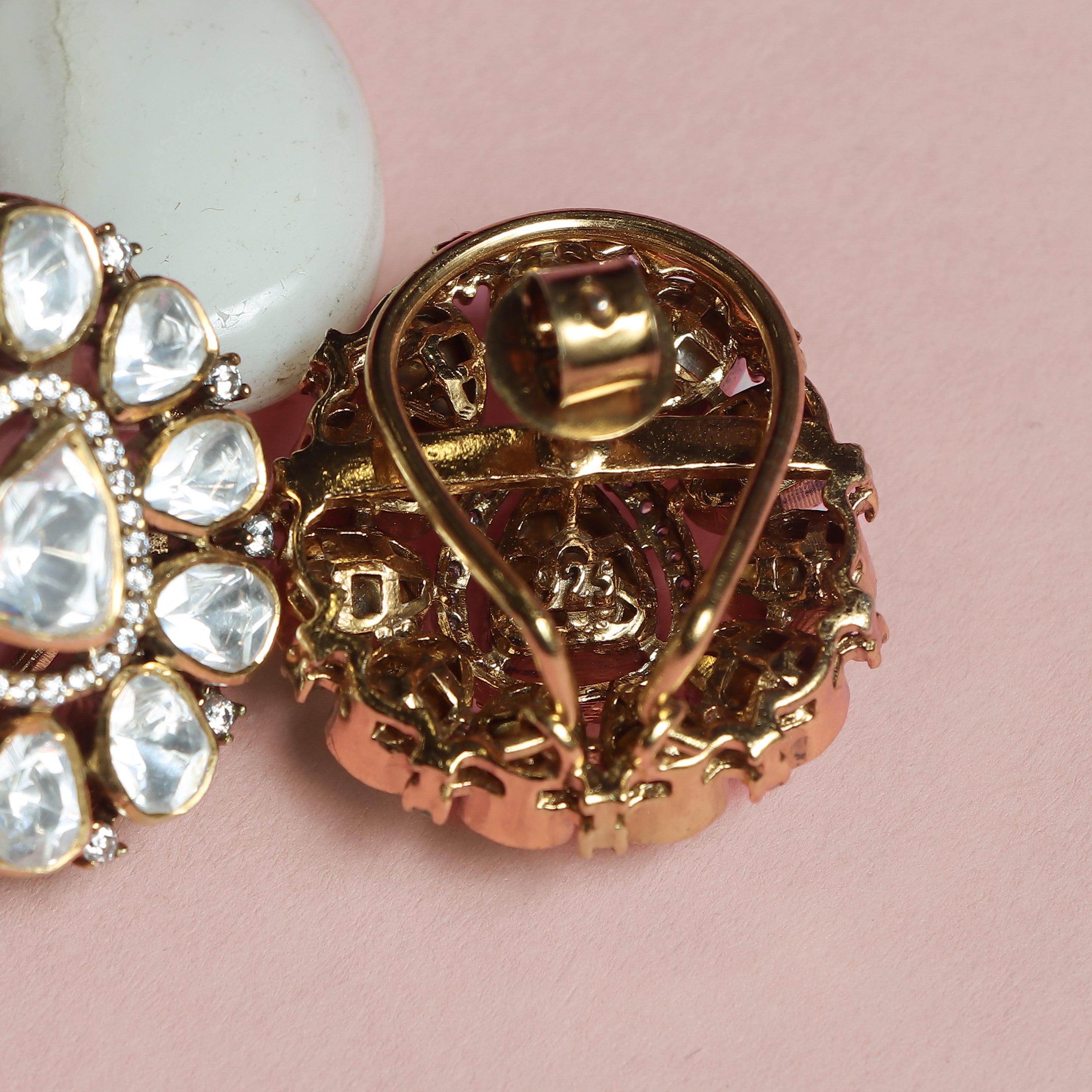 Kundan Polki Stud Earrings.