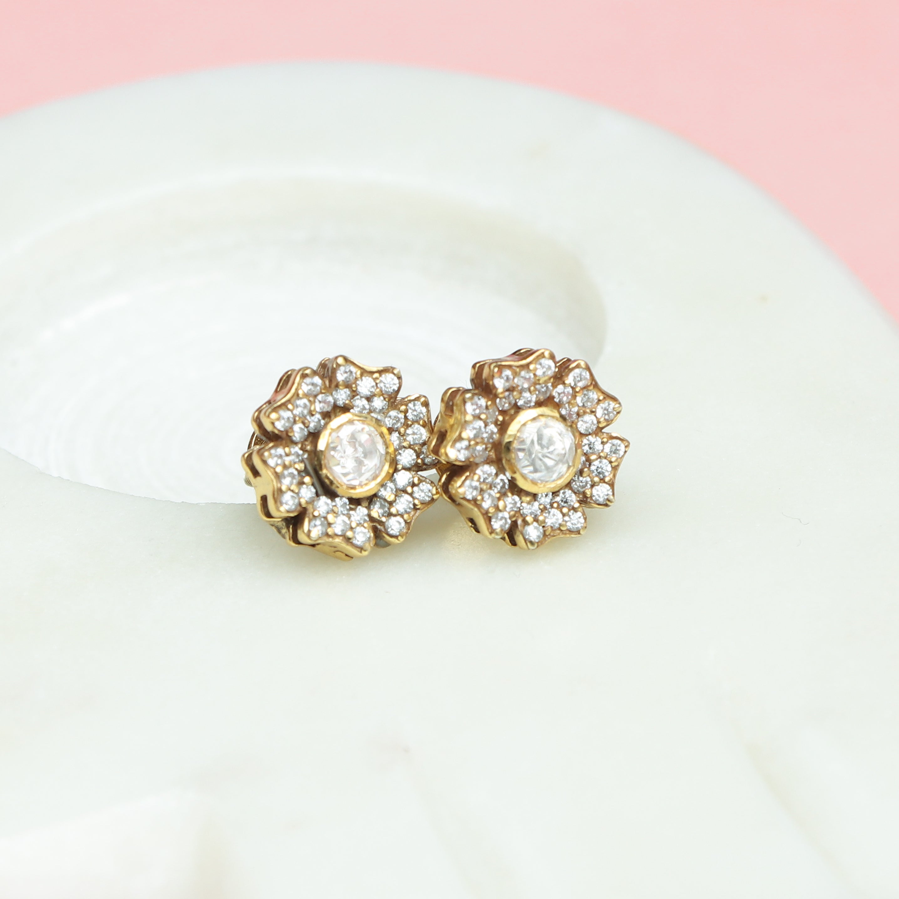Diamond Floral Stud Earrings