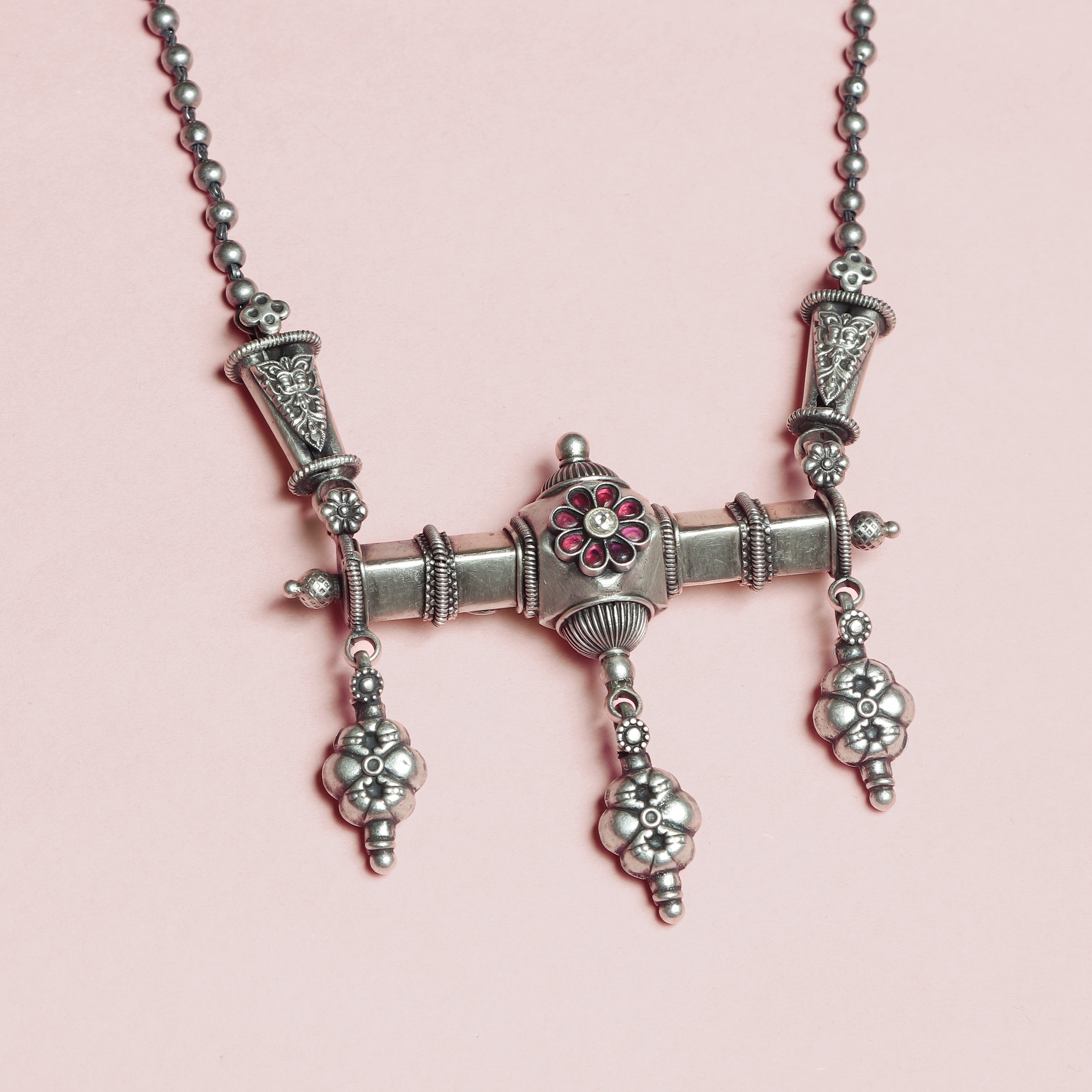 Vintage Ruby Pendant Maala