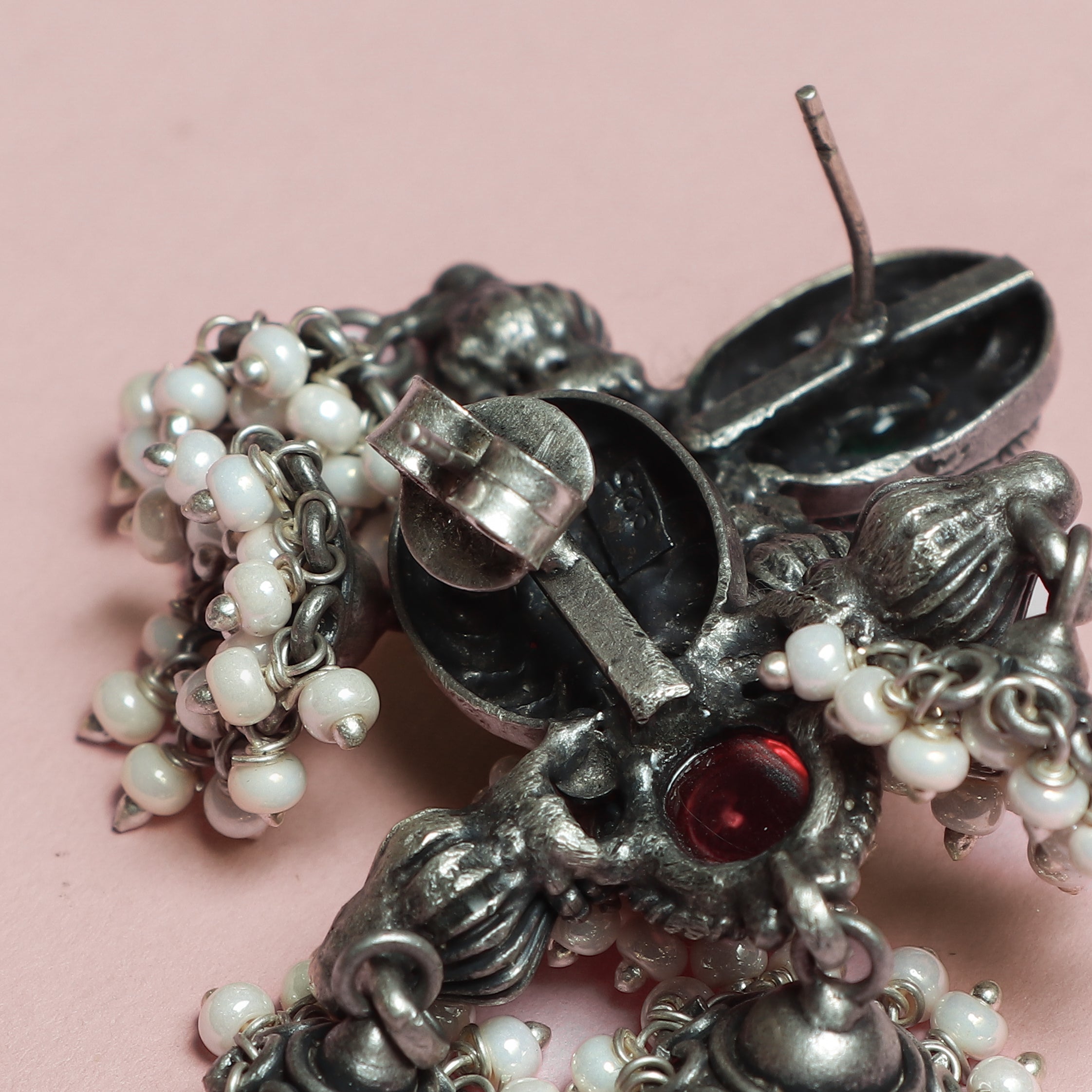 Ruby Stone Triple Jhumki