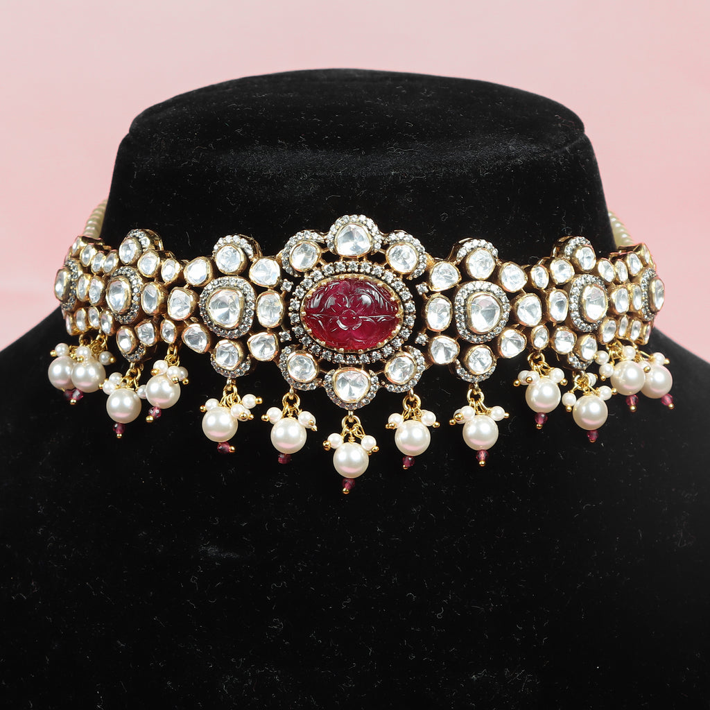 Ruby Regal Polki Choker Set