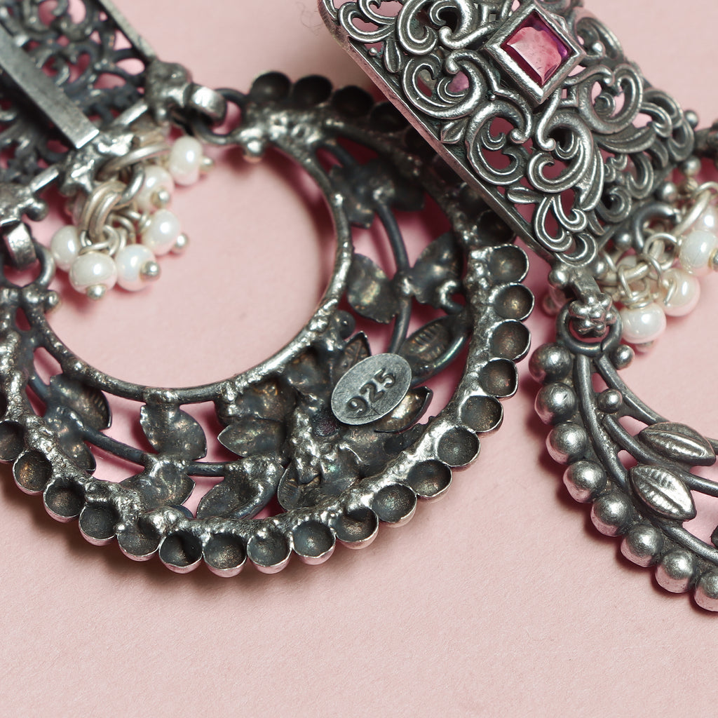 Oxidised Ruby Chandbaali