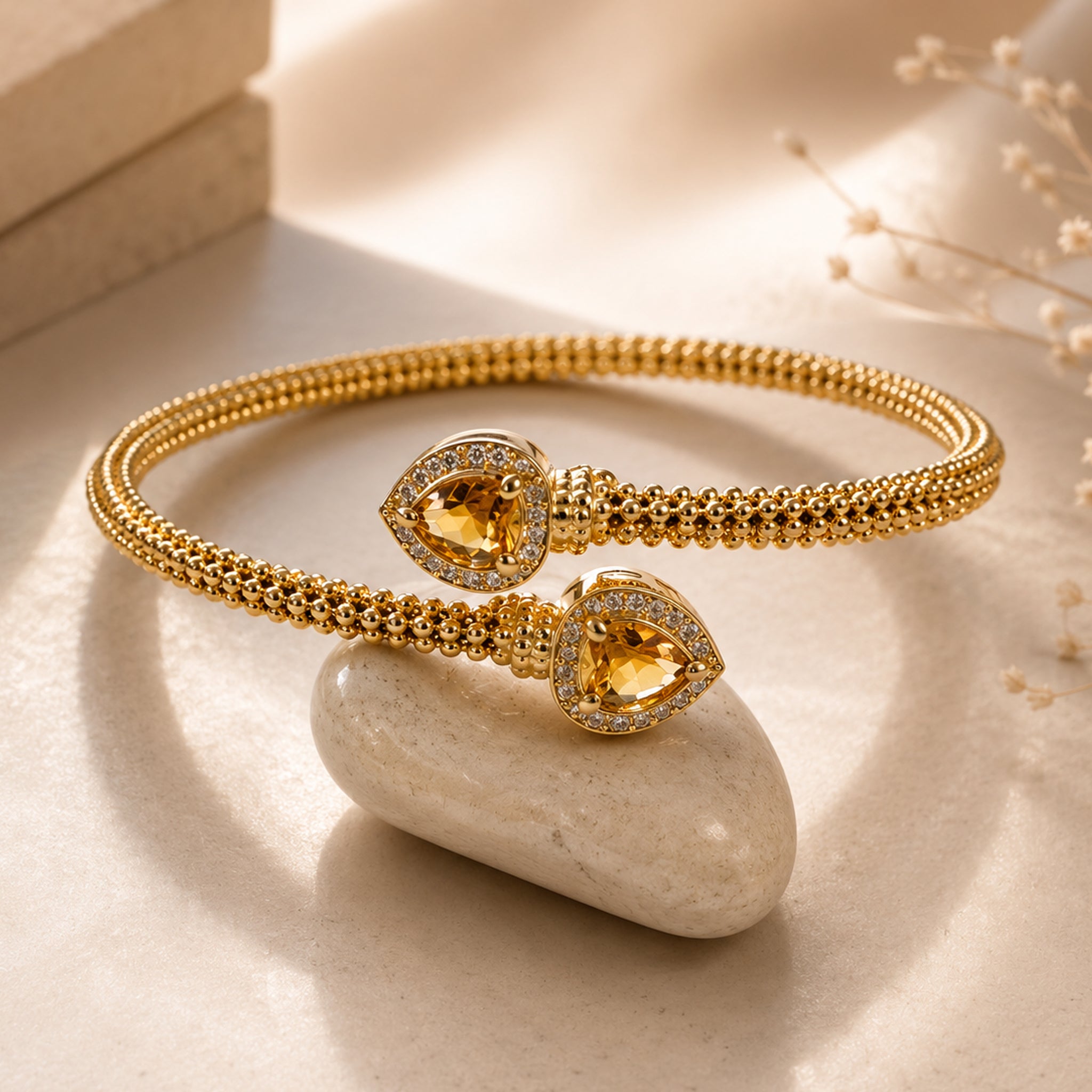 Amber Teardrop Luxe Cuff Bracelet