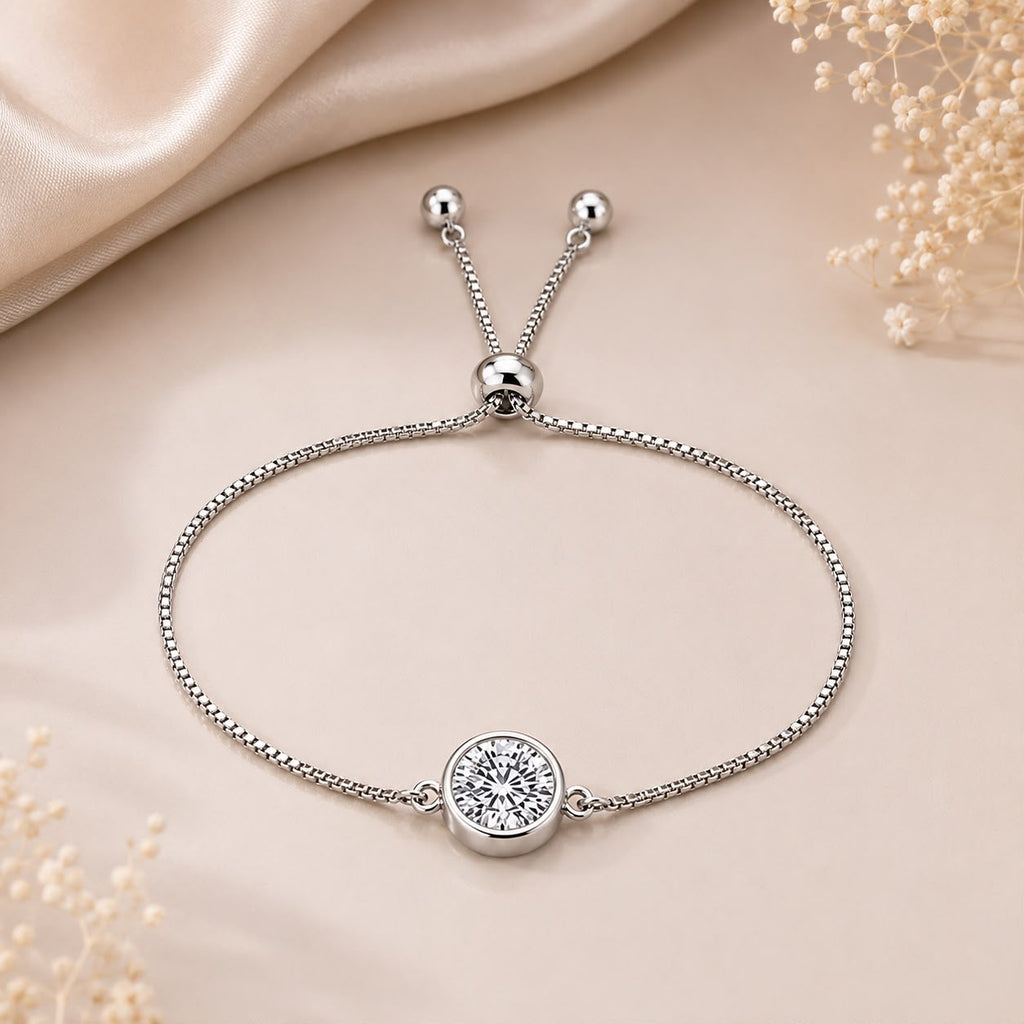 Luna Solitaire Moissanite Slider Bracelet