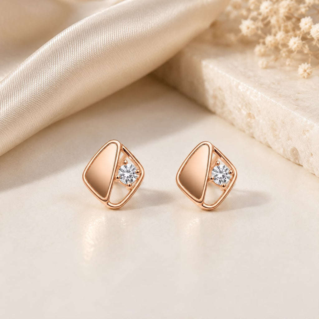 Celeste Trio Stud Set – 935 Silver Rose Gold Earrings (Pack of 3)