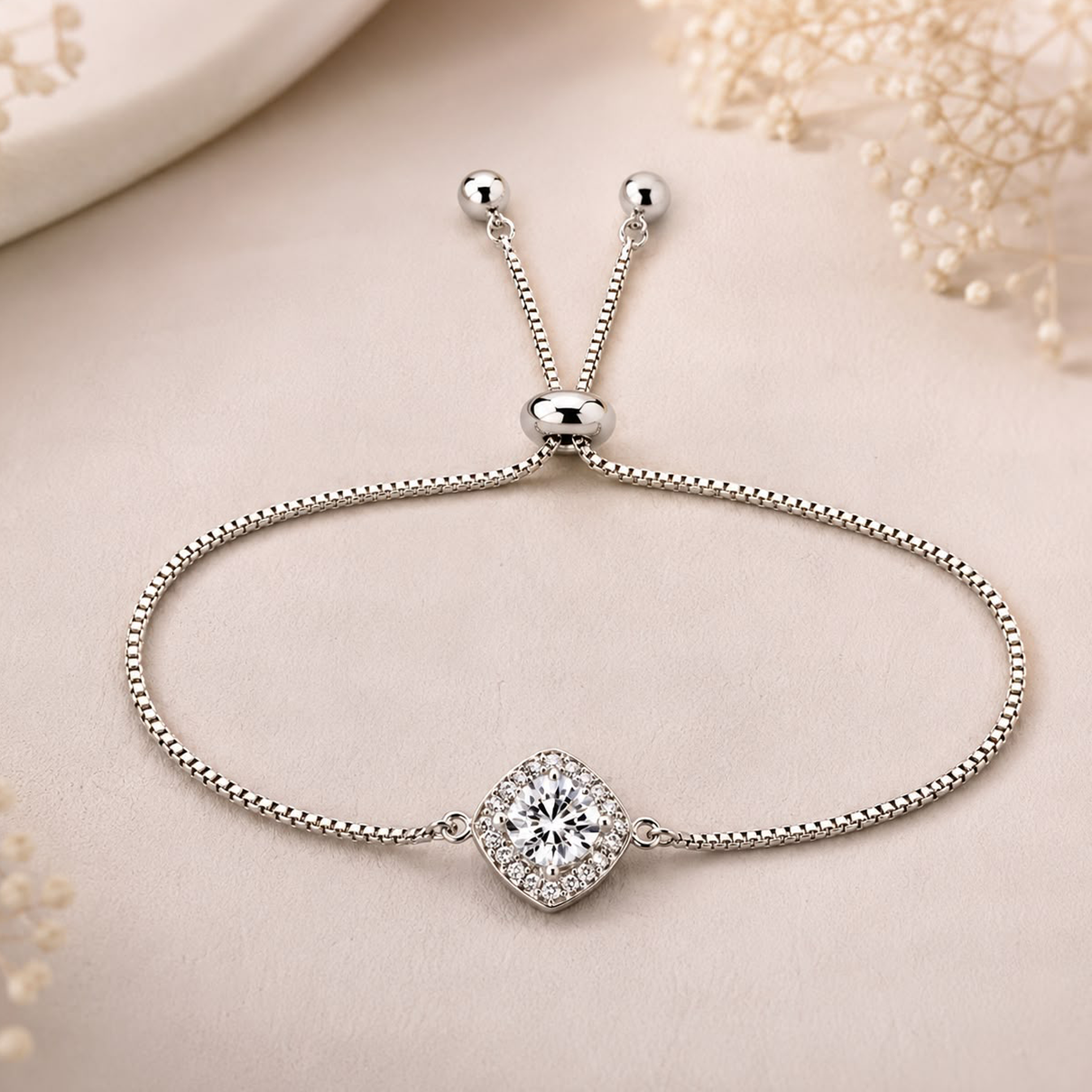 Celeste Cushion Moissanite Slider Bracelet