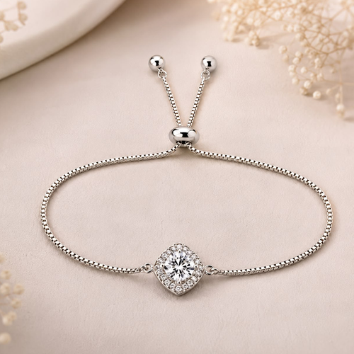 Celeste Cushion Moissanite Slider Bracelet