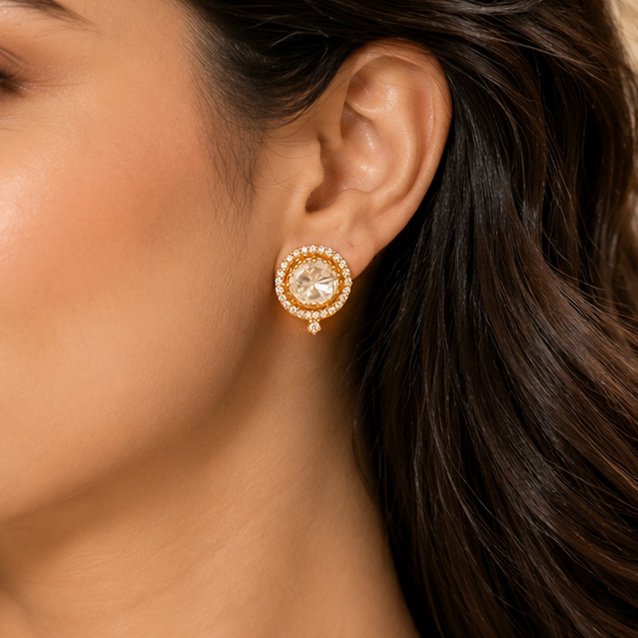 Celeste Polki Halo Studs