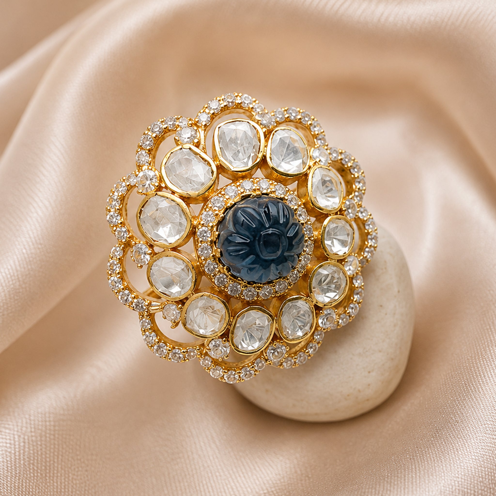 Midnight Bloom Moissanite Ring