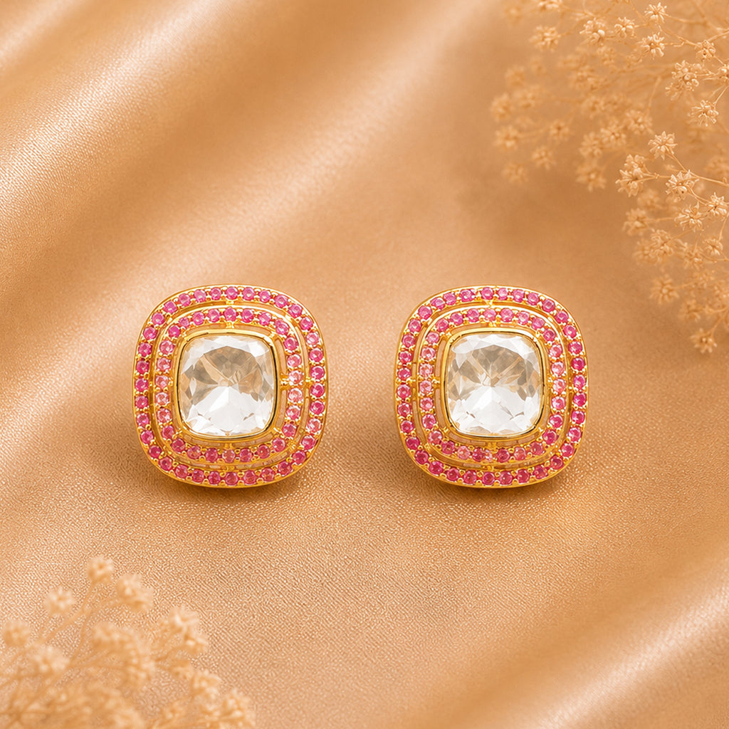 Blush Ruby Halo Studs