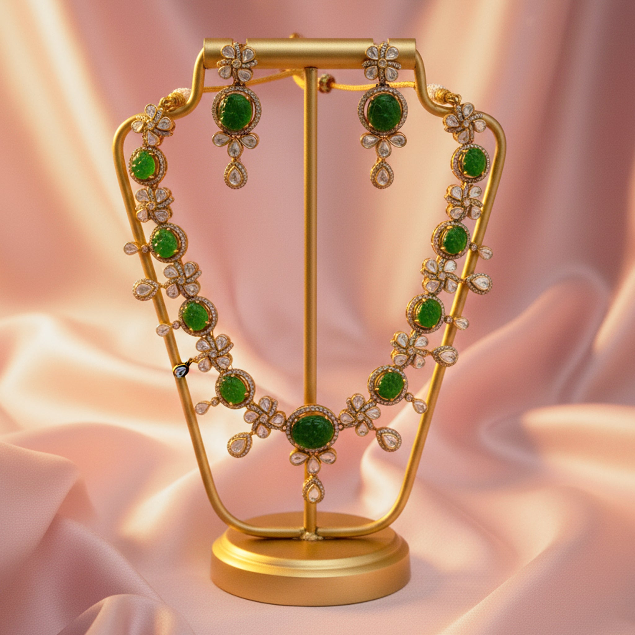 Emerald Noor Polki Necklace Set
