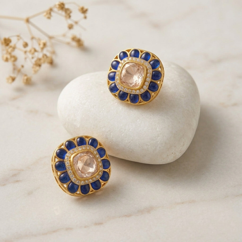 Noor Royale Lapis Polki Studs
