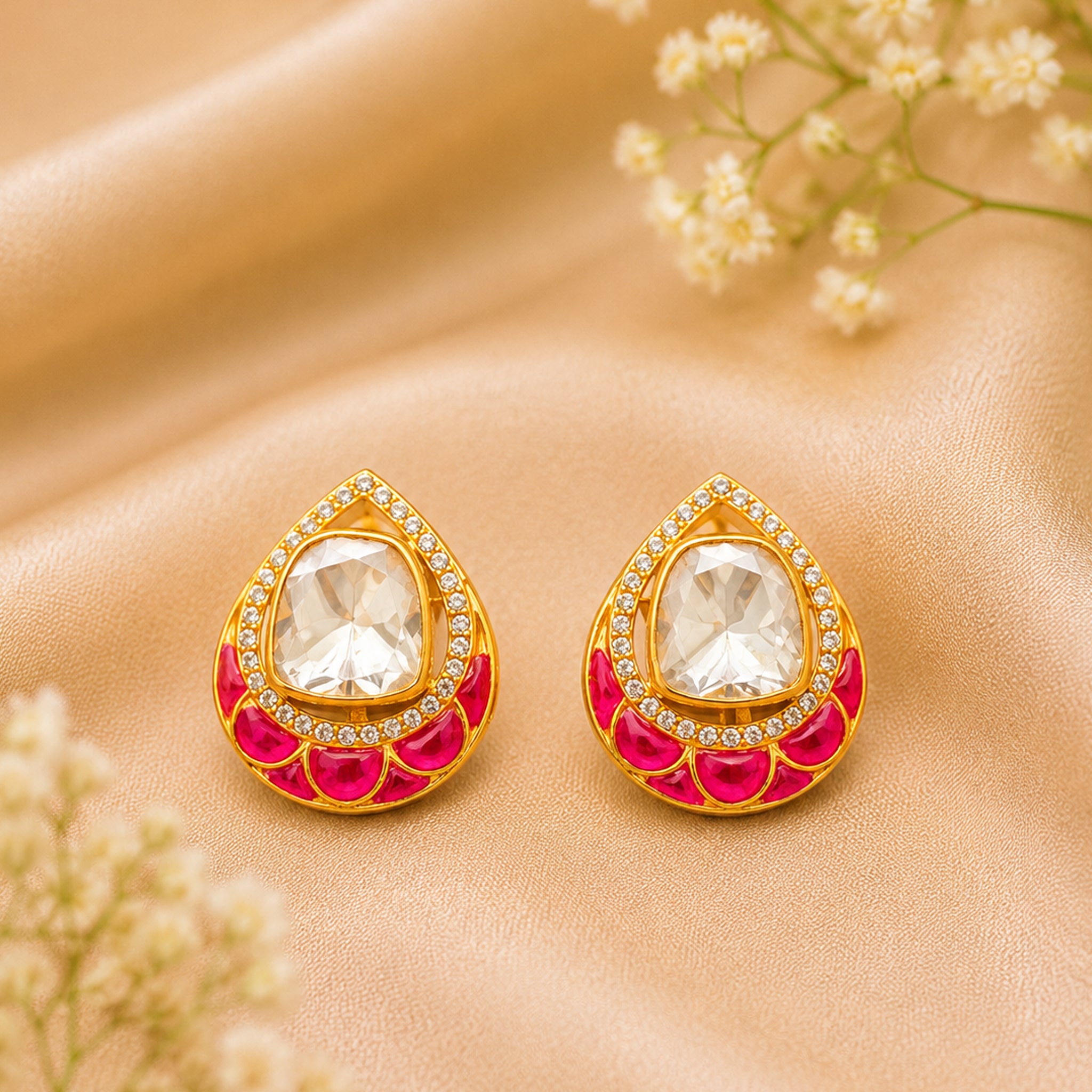 Rosette Polki Studs