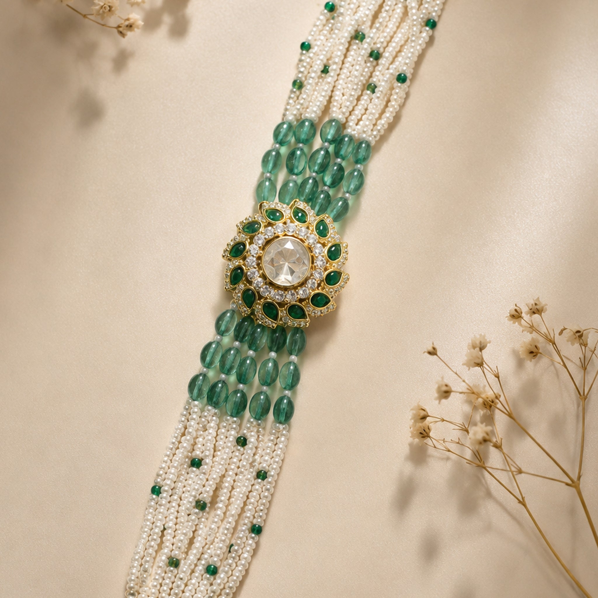 Emerald Bloom Statement Bracelet