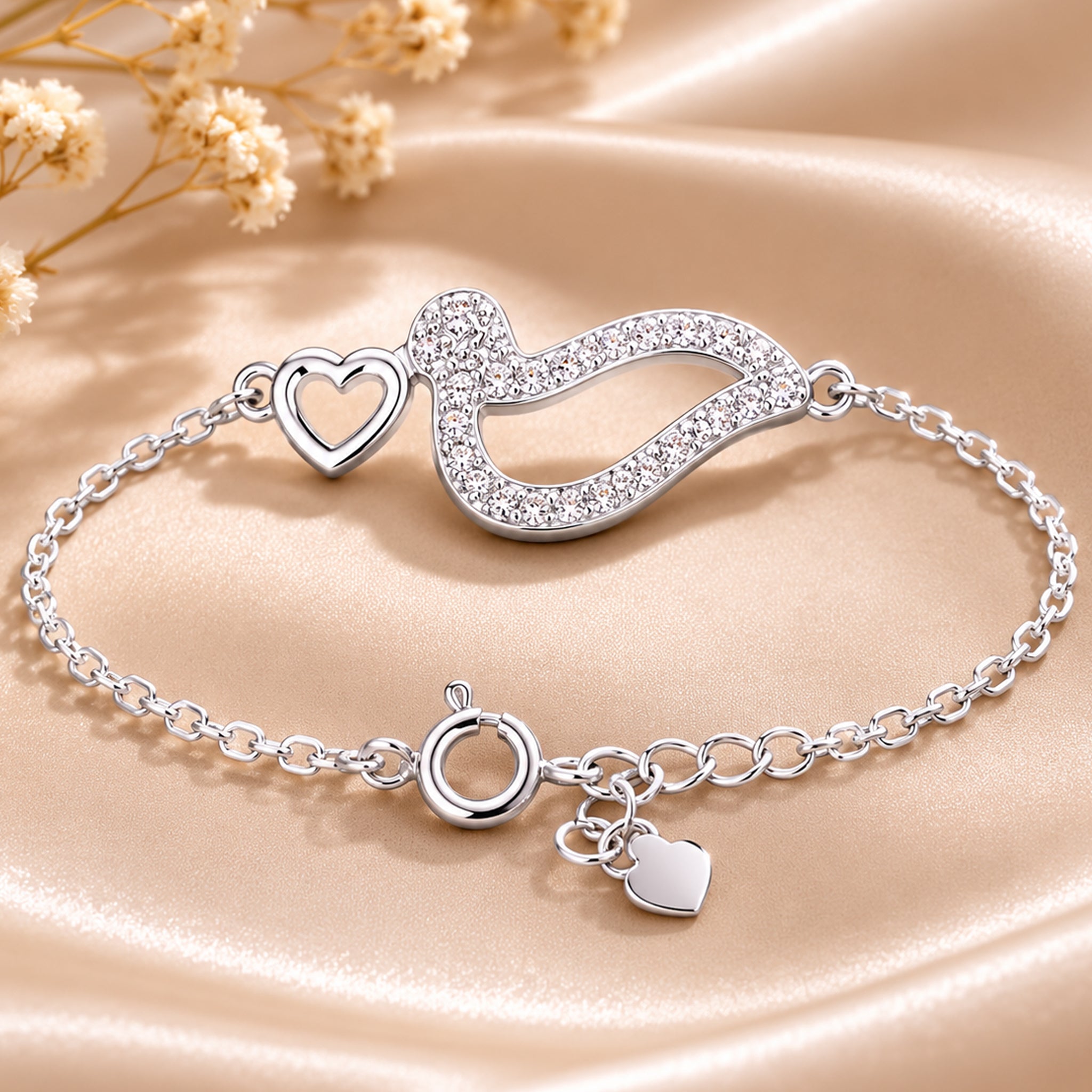 Silver Whisper Heart Bracelet