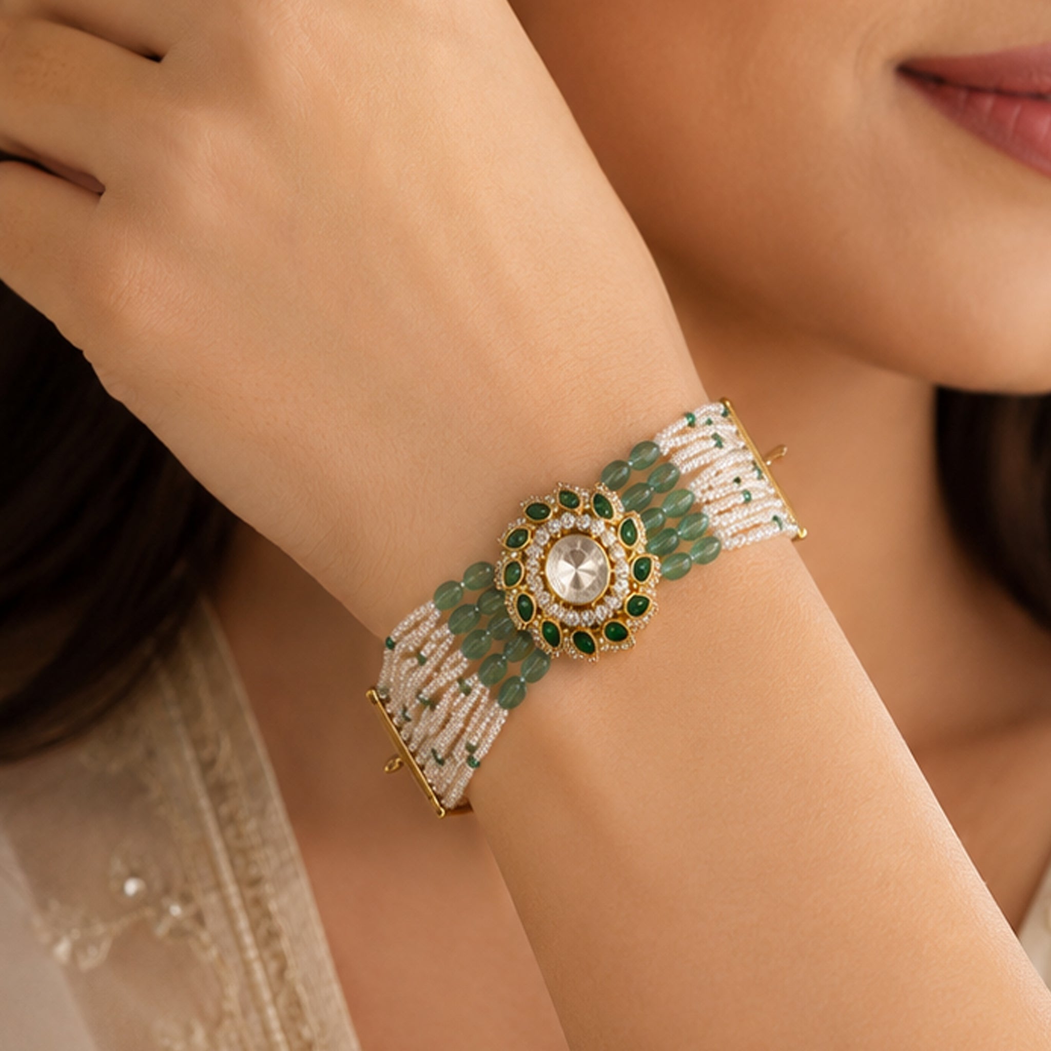 Emerald Bloom Statement Bracelet