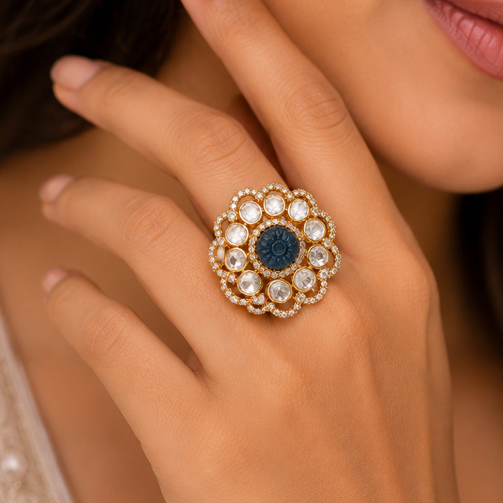 Midnight Bloom Moissanite Ring