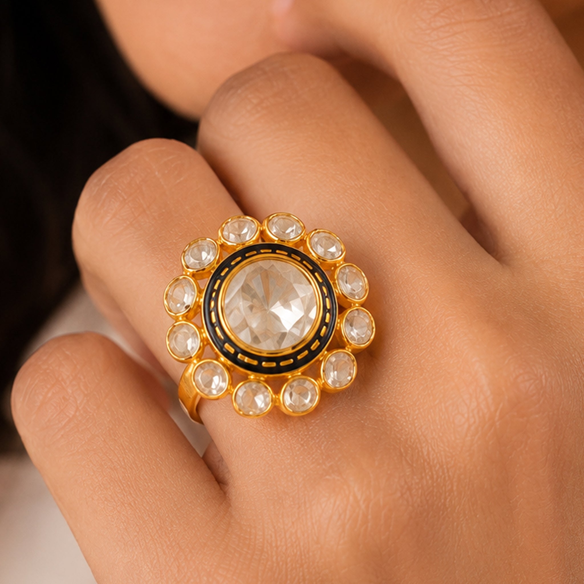 Noir Halo Moissanite Ring