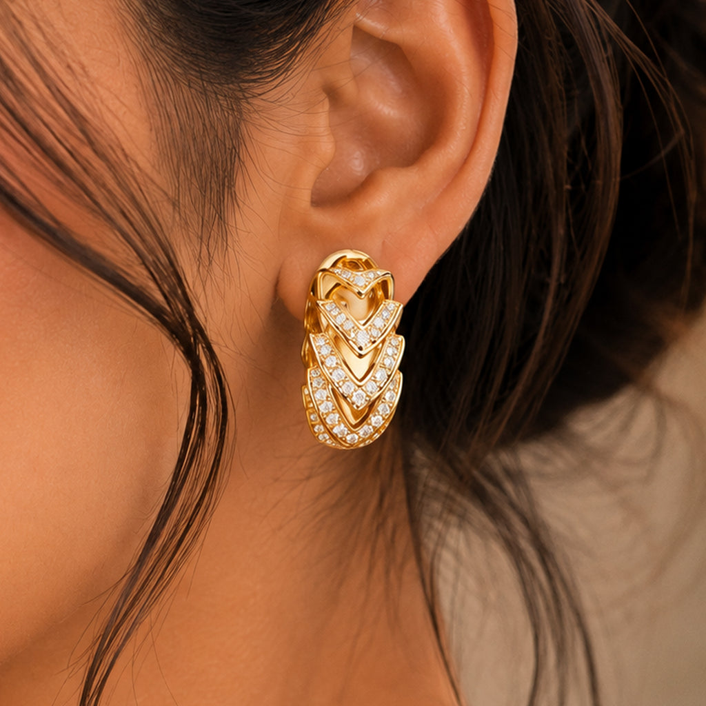 Chevron Silver Hoops