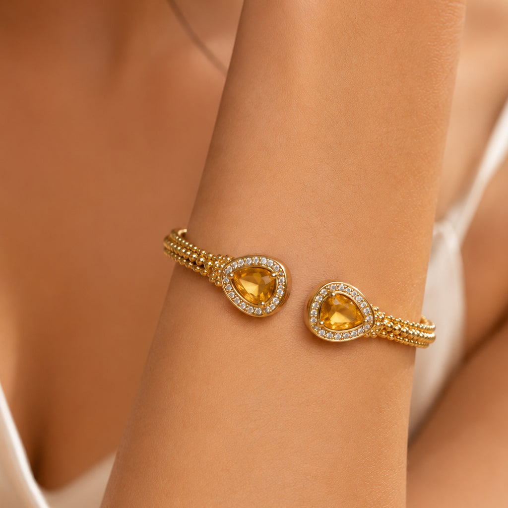 Golden Aura Citrine Cuff Bracelet