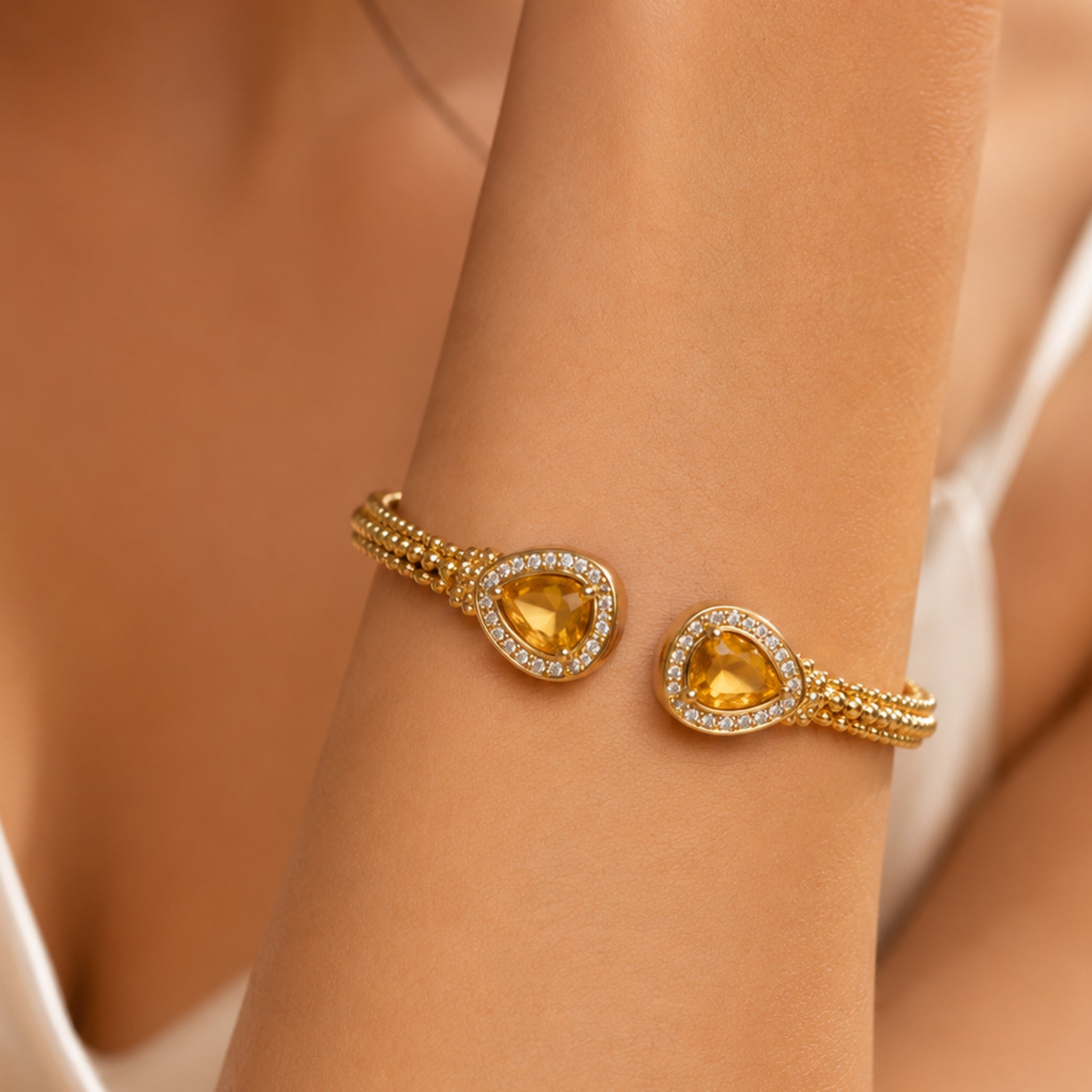 Golden Aura Citrine Cuff Bracelet