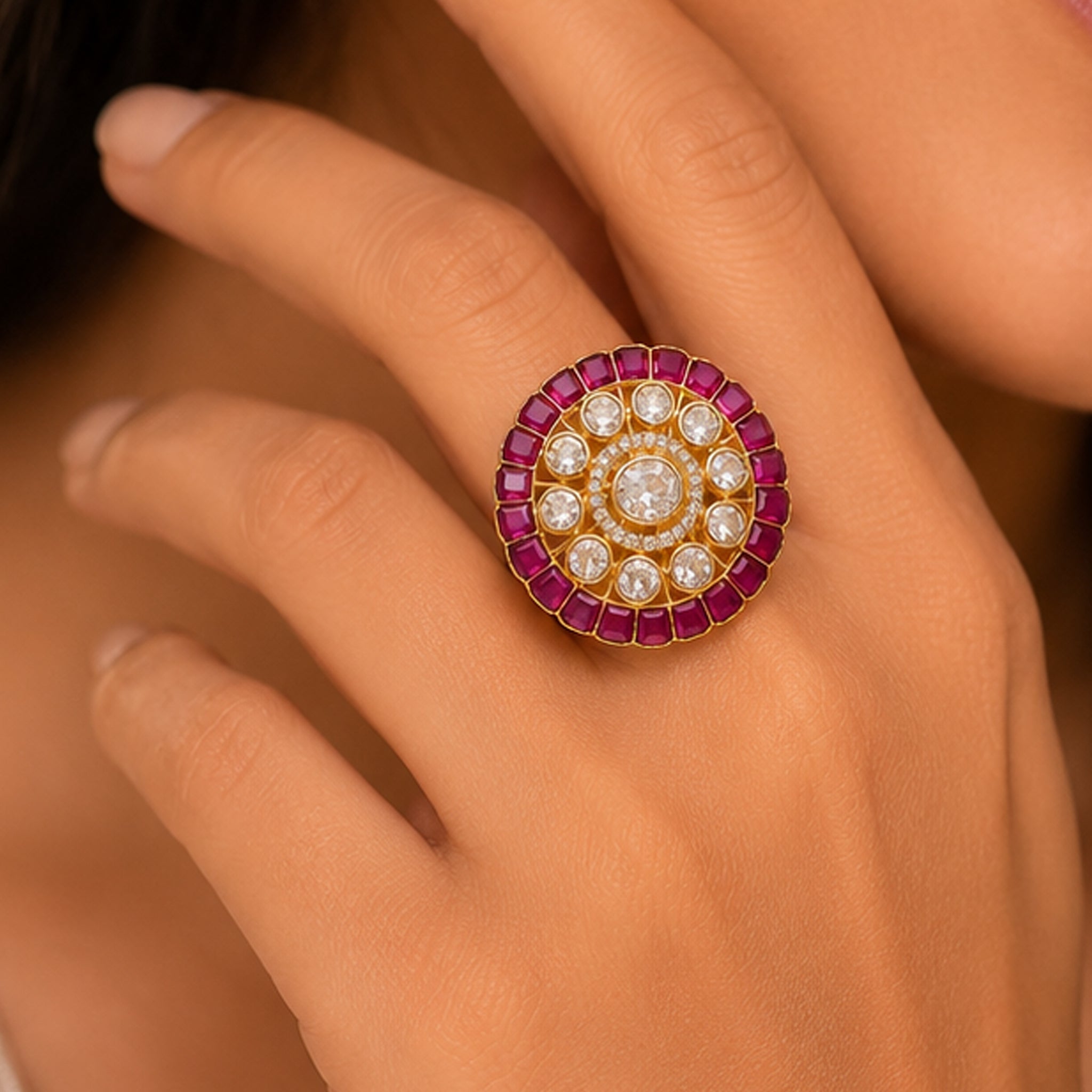 Ruby Radiance Halo Ring