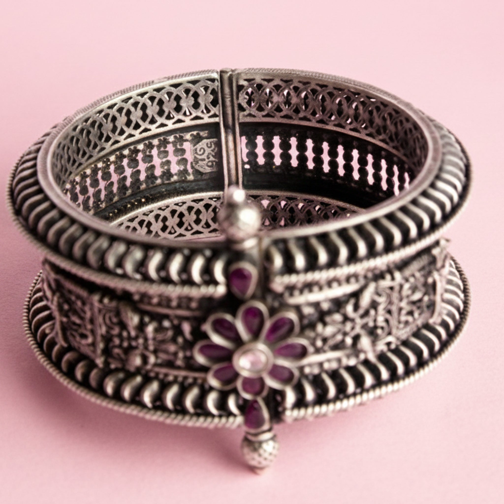 Midnight Bloom Oxidised Bangle