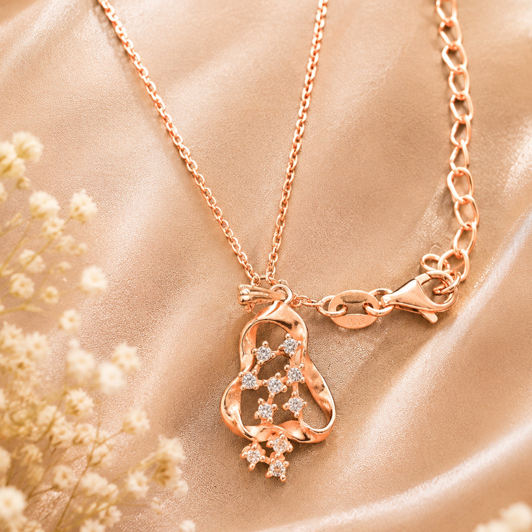 Rose Blossom Sparkle Pendant Necklace