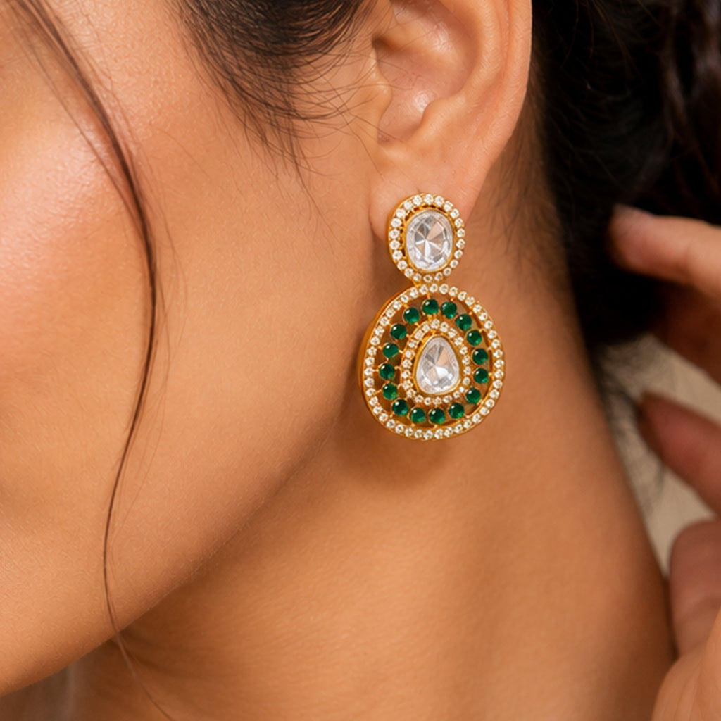 Zaria Emerald Halo Earrings