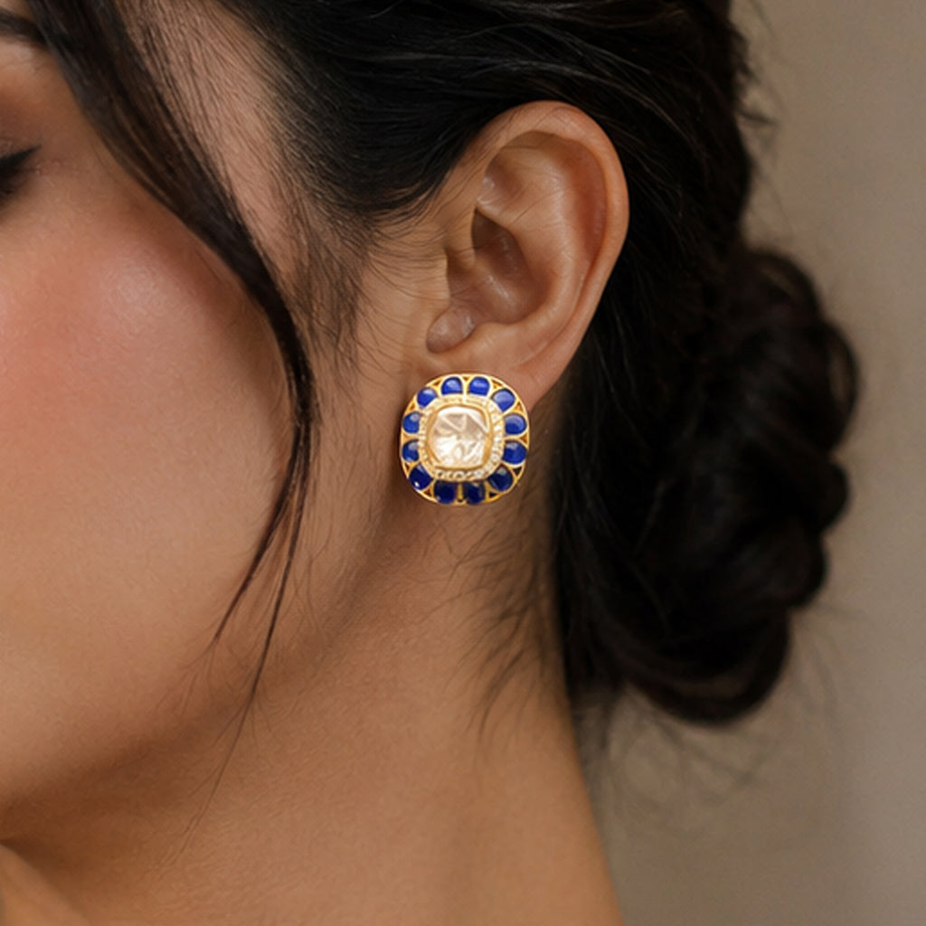 Noor Royale Lapis Polki Studs