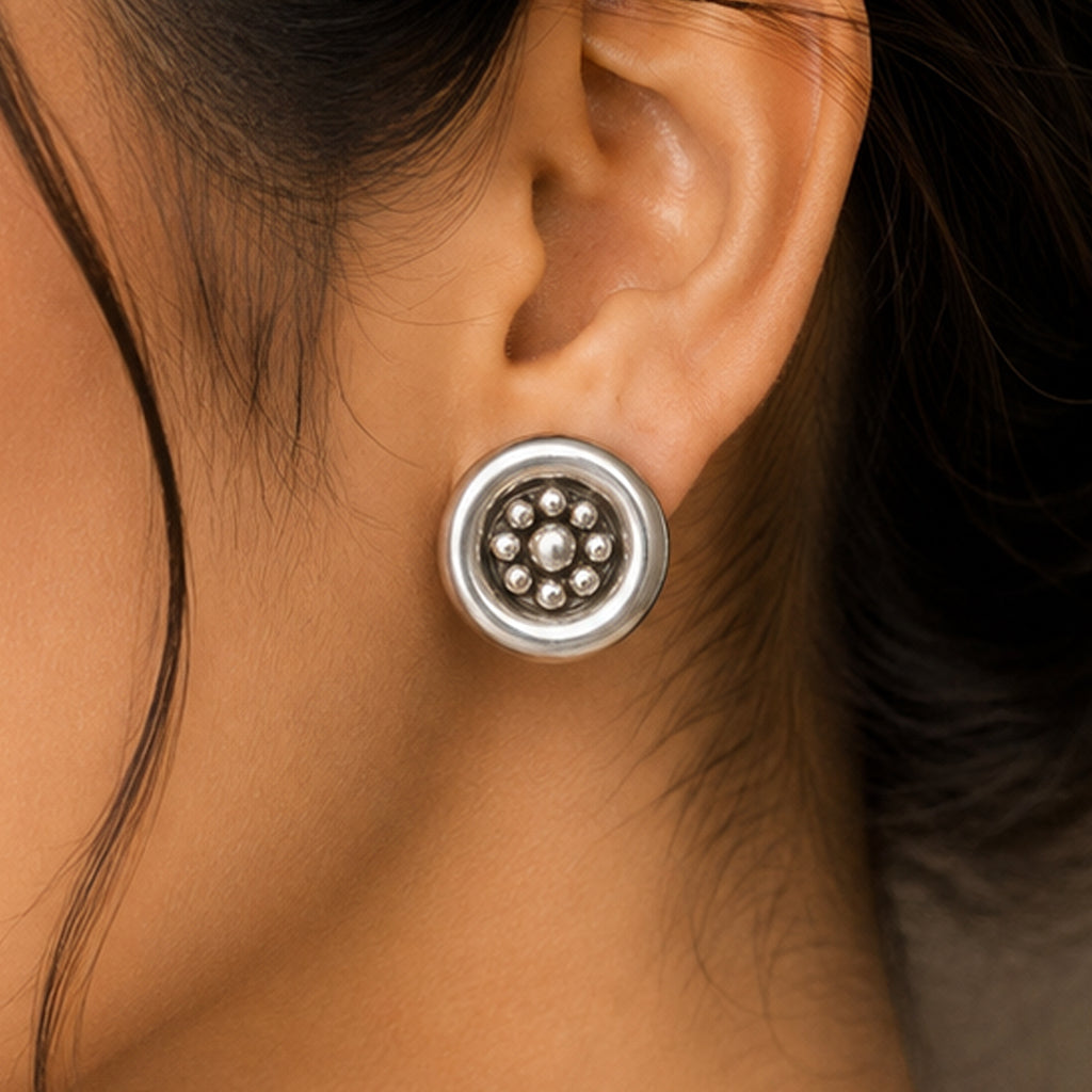 Antique Bloom Oxidised Studs