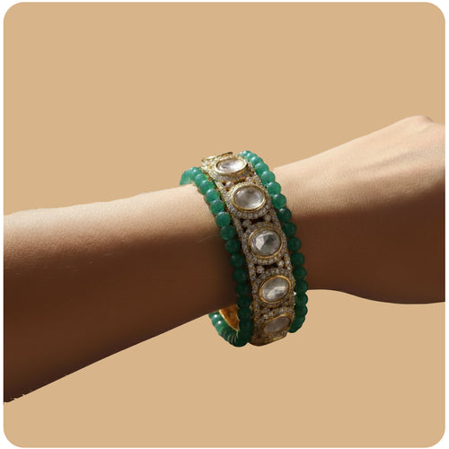 Green Goddess Polki Openable Bangle