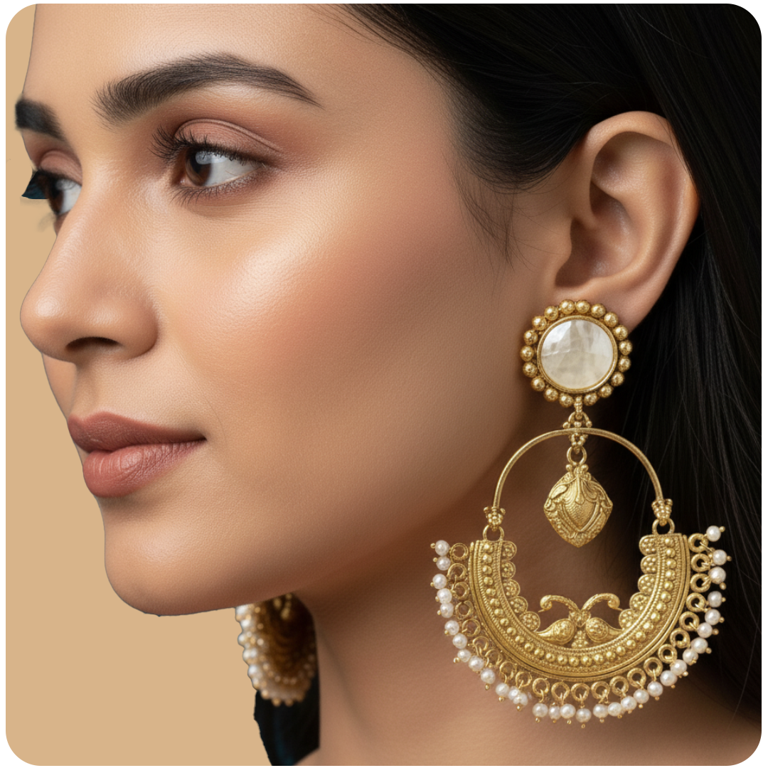 Regal Crescent Gold Chandbali