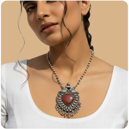 Tribal Heart Silver Necklace
