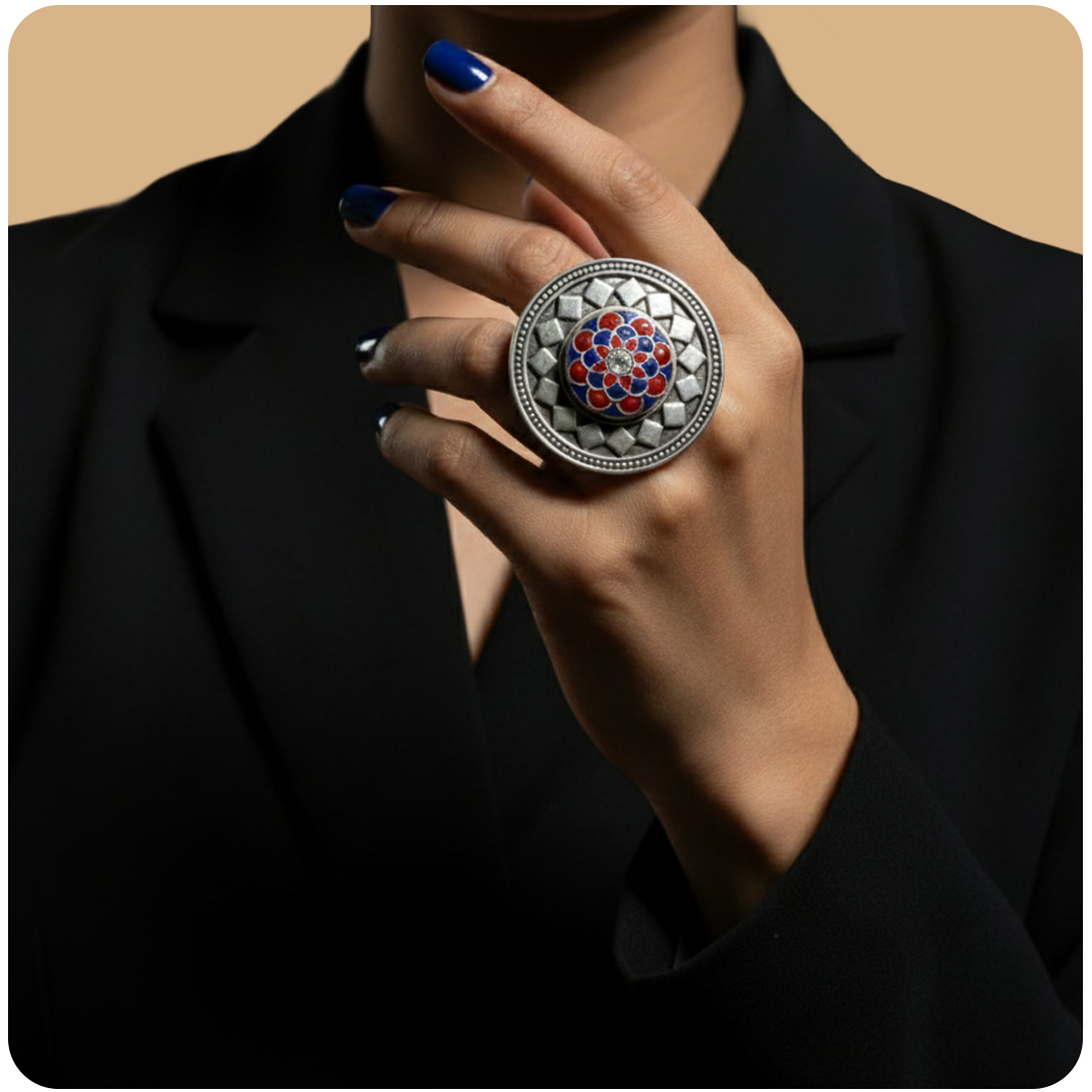 Tribal Mandala Classic Ring