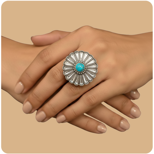 Turquoise Blossom Silver Ring